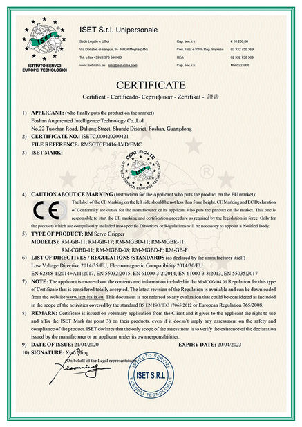 Chine Foshan Augmented Intelligence Technology Co., Ltd certifications